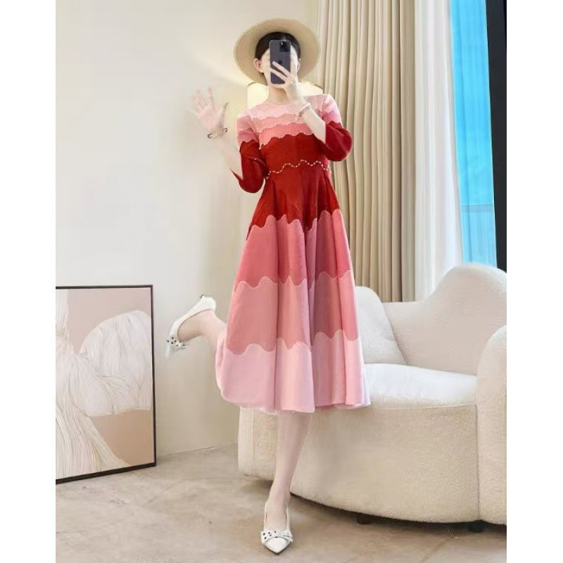 Palace Style Gradient Pleated Dress