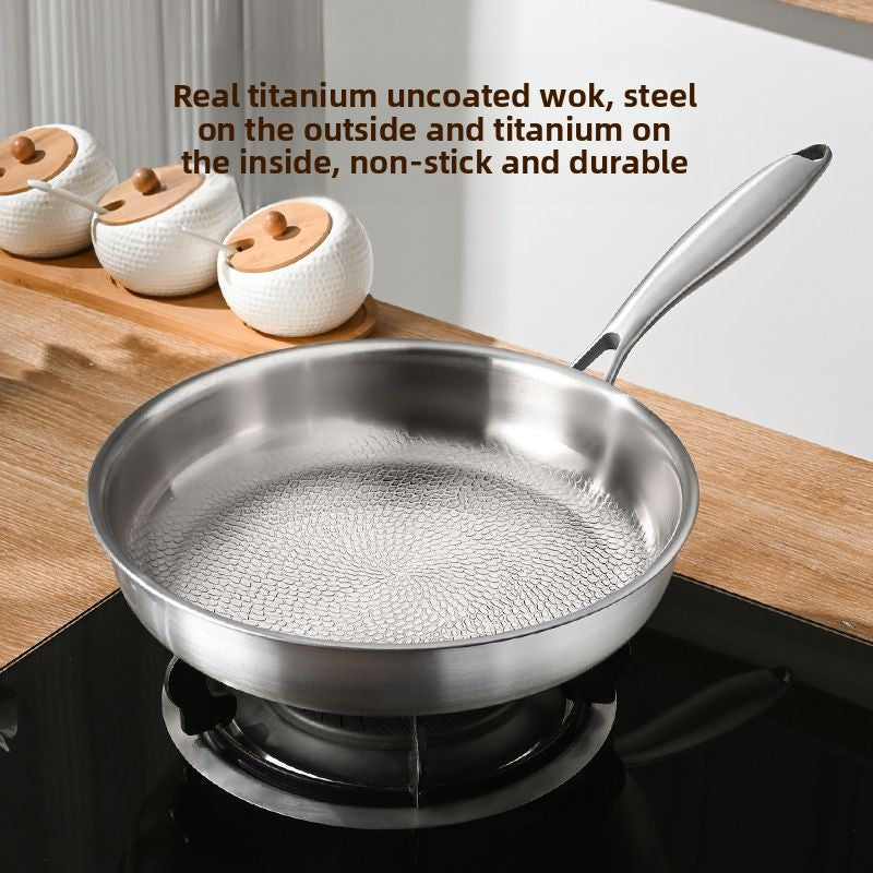 Pan for Home Use, Non-Coated Steak Titanium Frying Pan