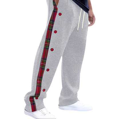 Pants with contrasting color patchwork patterns