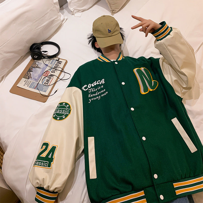 Patchwork baseball jacket