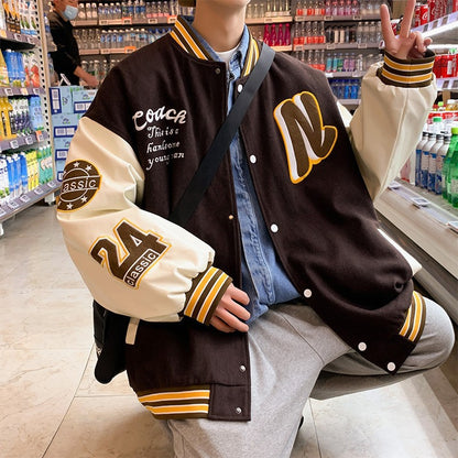 Patchwork baseball jacket