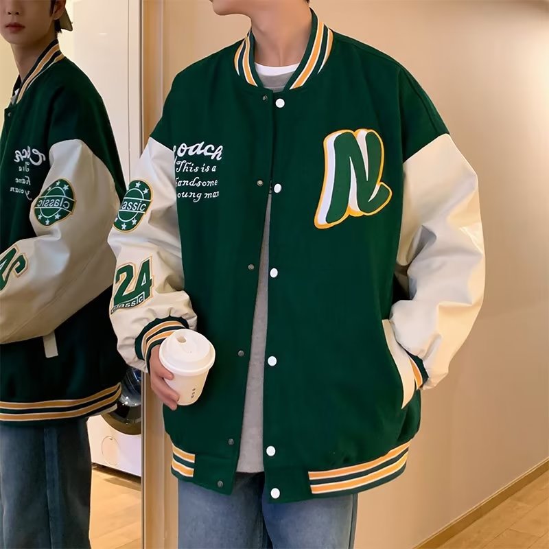 Patchwork baseball jacket