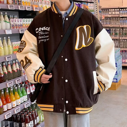 Patchwork baseball jacket