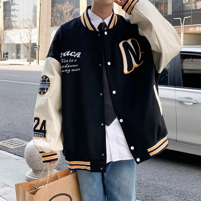 Patchwork baseball jacket