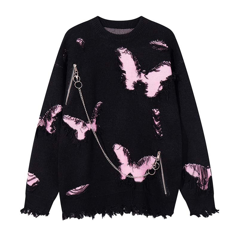 Patchwork butterfly sweater