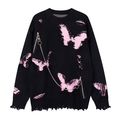Patchwork butterfly sweater