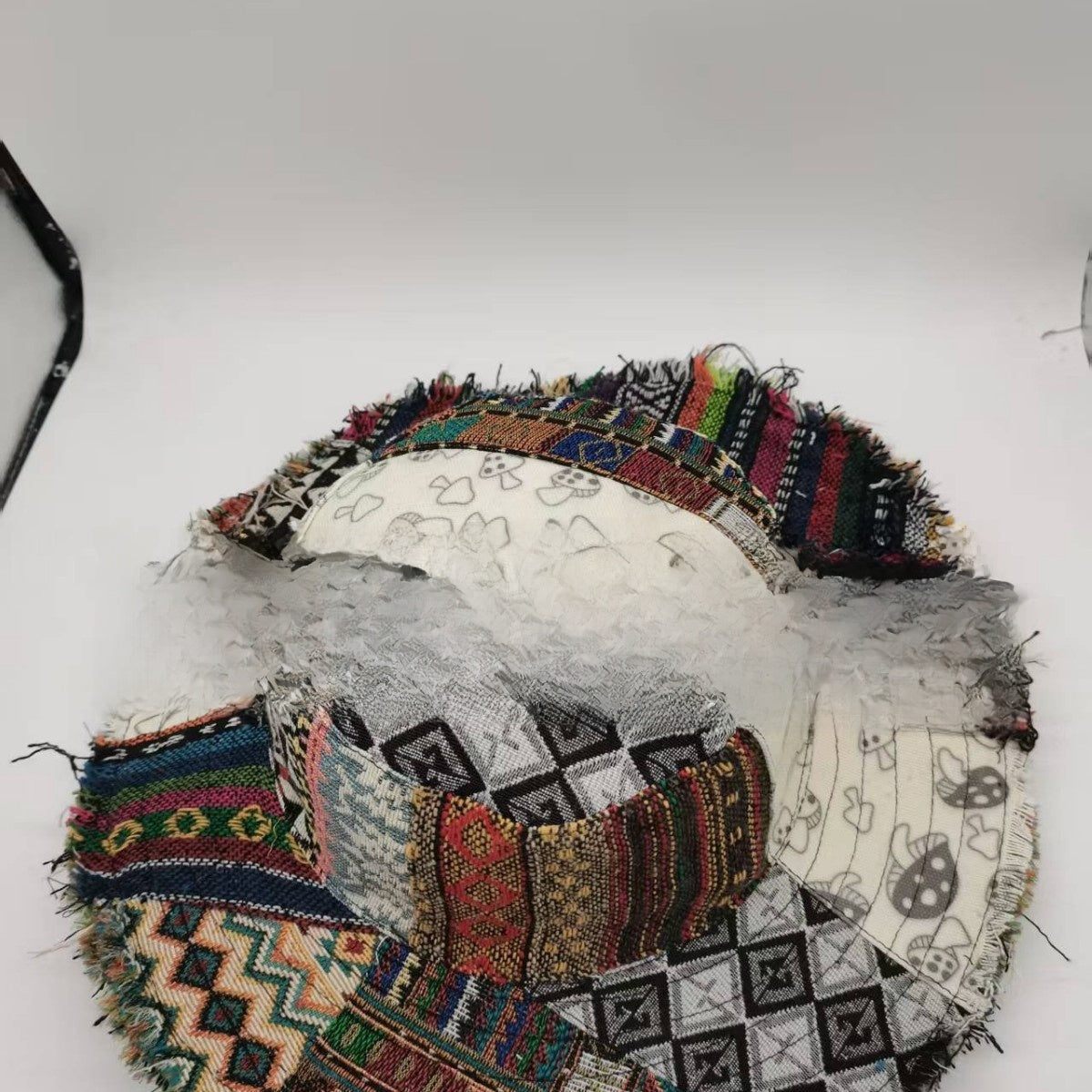 Patchwork multicolored mushroom Hemp Hat