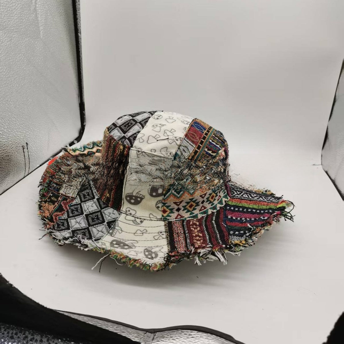 Patchwork multicolored mushroom Hemp Hat
