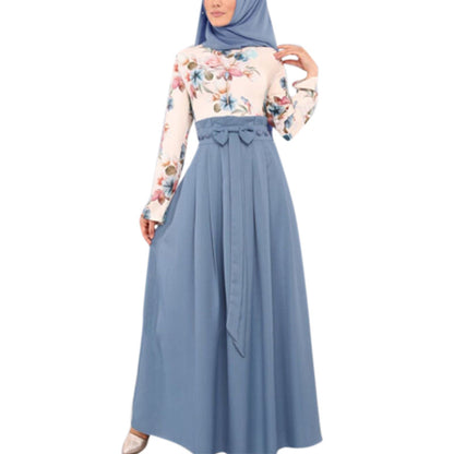 Patchwork printed long dress