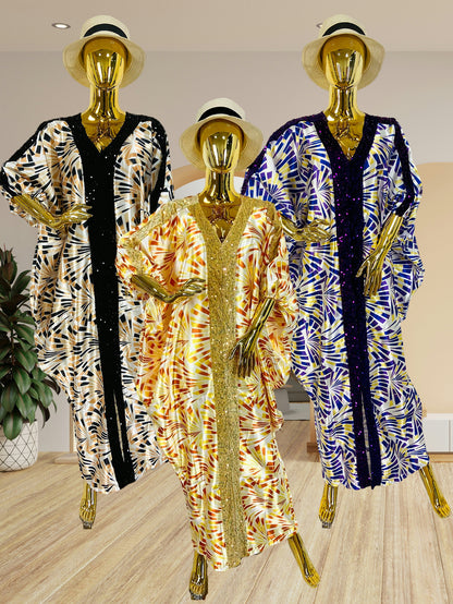 Patchwork Sequined V-Neck Dress