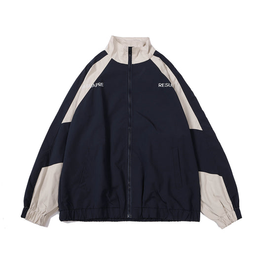 Patchwork stand-collar jacket