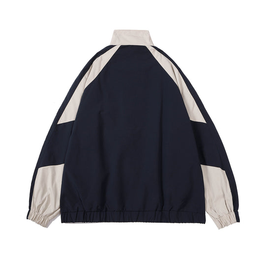 Patchwork stand-collar jacket