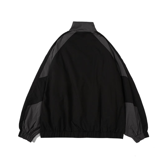 Patchwork stand-collar jacket