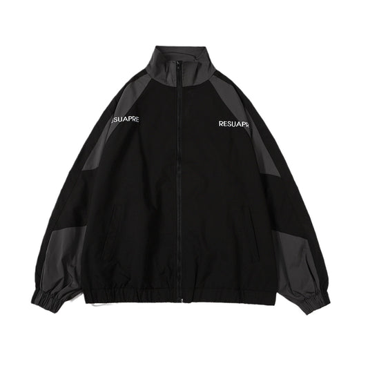 Patchwork stand-collar jacket