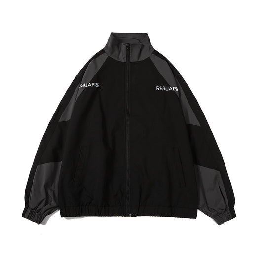 Patchwork stand-collar jacket