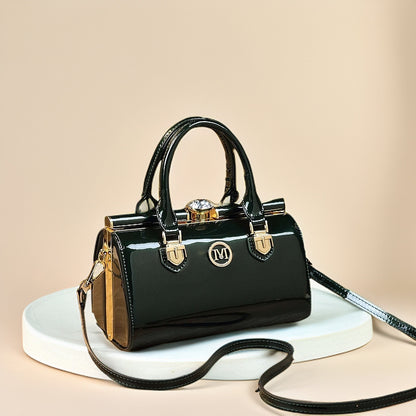 Patent Leather Boston Shoulder Bag