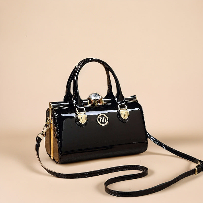 Patent Leather Boston Shoulder Bag