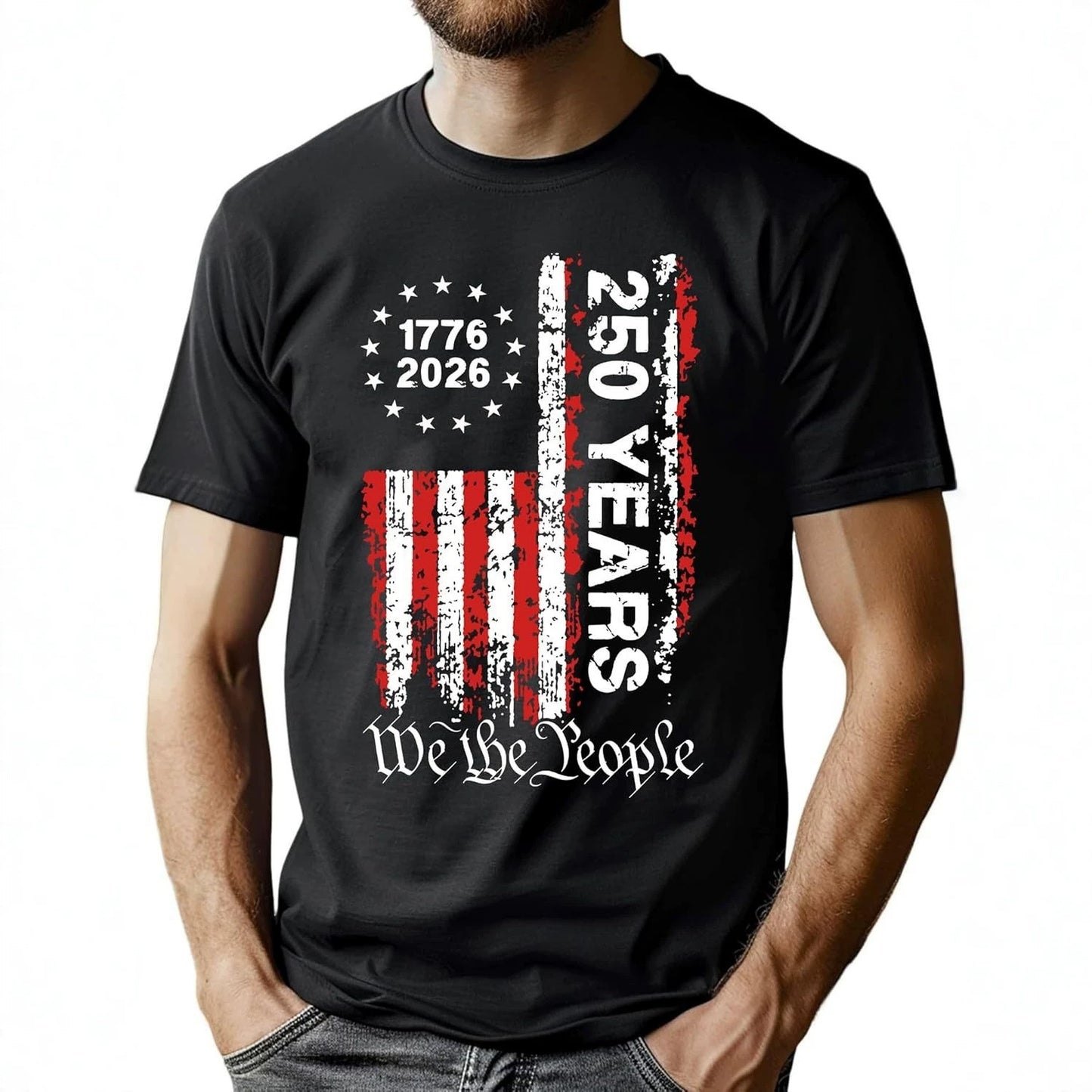 Patriotic 3D Print Cotton T-Shirt