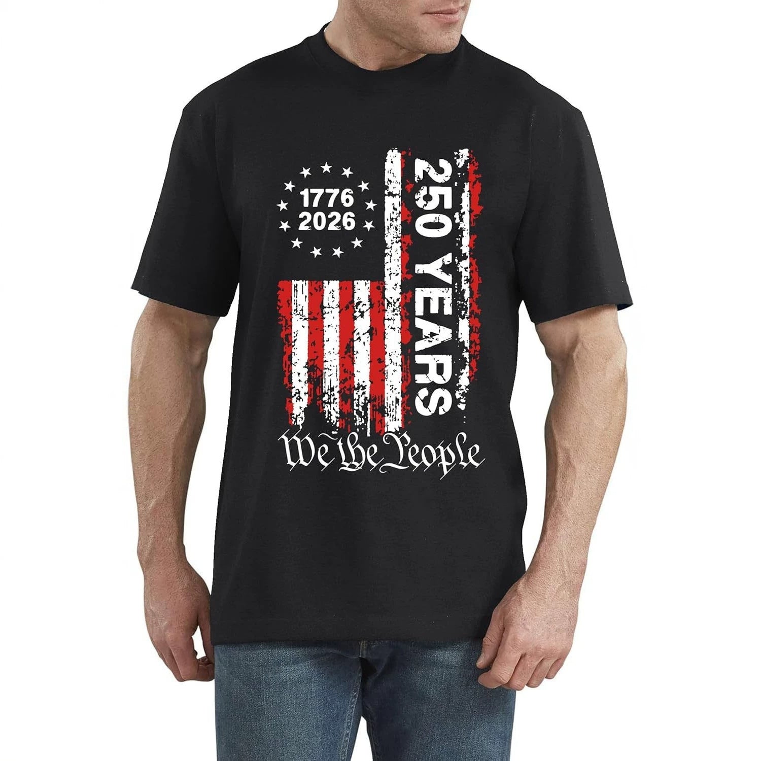 Patriotic 3D Print Cotton T-Shirt