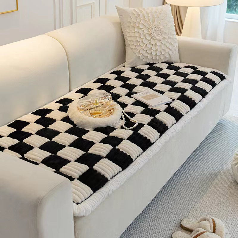 Patterned checkered sofa cushion