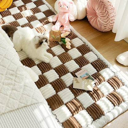 Patterned checkered sofa cushion