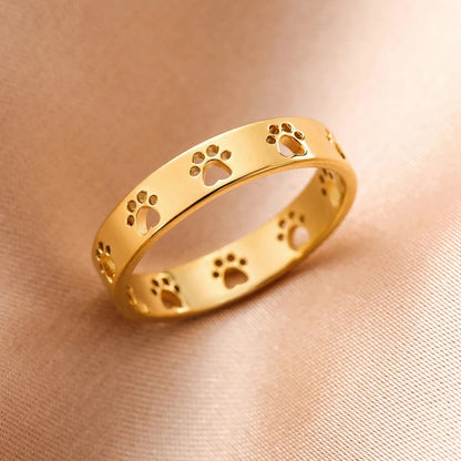 Paw Print Stainless Steel Ring