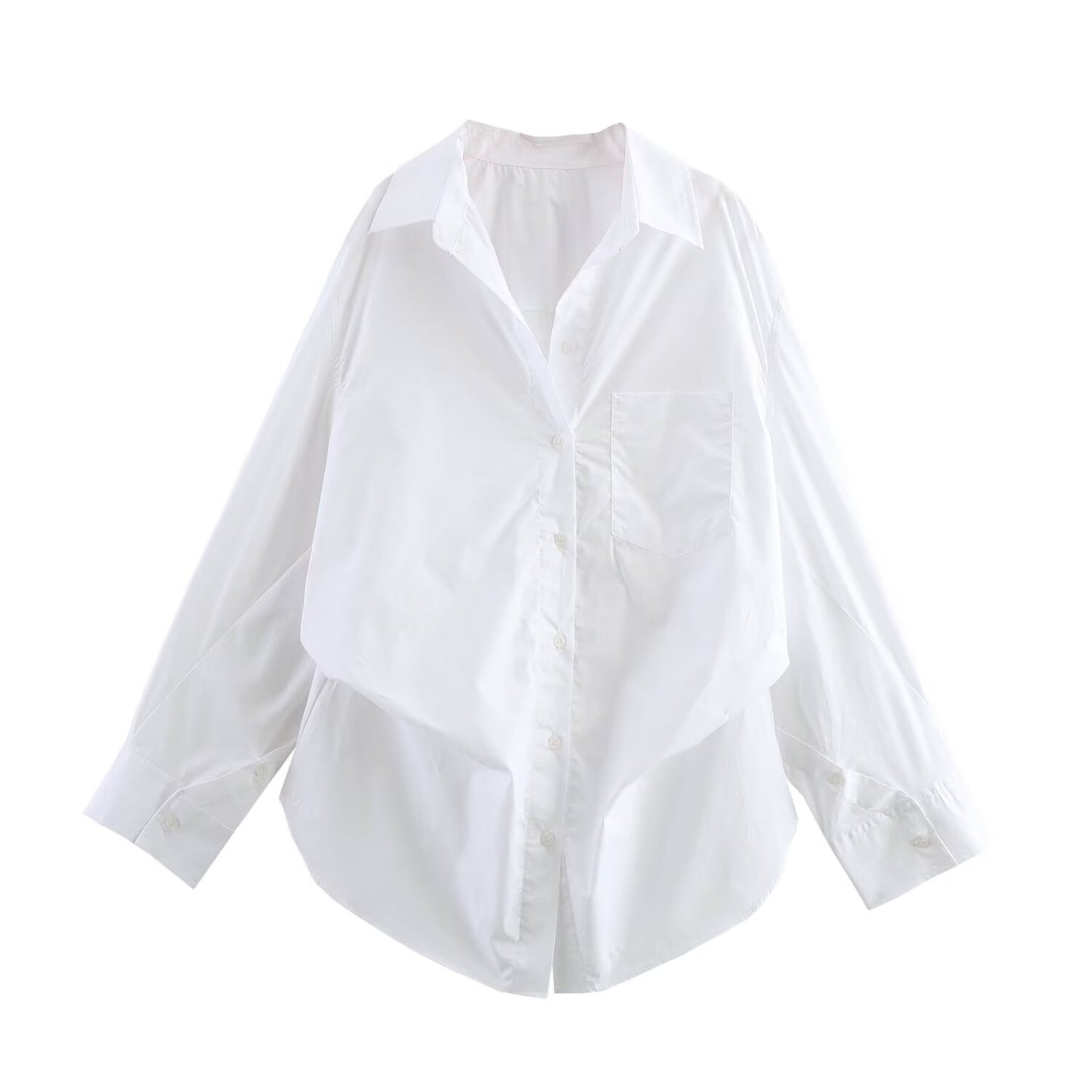 PB & ZA Women's 2025 Summer New Loose Casual Simple Lel Bat Sleeve Poplin Shirt 2020458