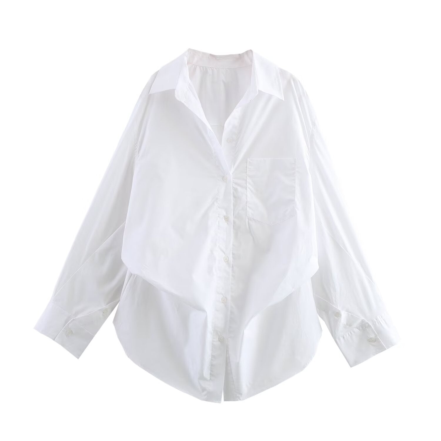PB & ZA Women's 2025 Summer New Loose Casual Simple Lel Bat Sleeve Poplin Shirt 2020458