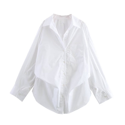 PB & ZA Women's 2025 Summer New Loose Casual Simple Lel Bat Sleeve Poplin Shirt 2020458