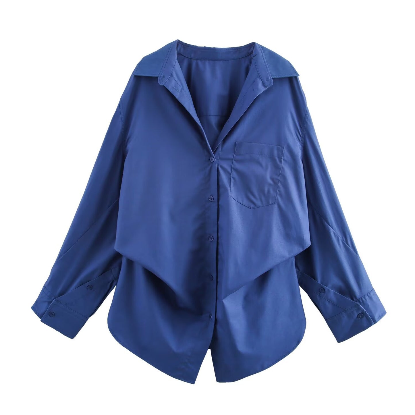 PB & ZA Women's 2025 Summer New Loose Casual Simple Lel Bat Sleeve Poplin Shirt 2020458