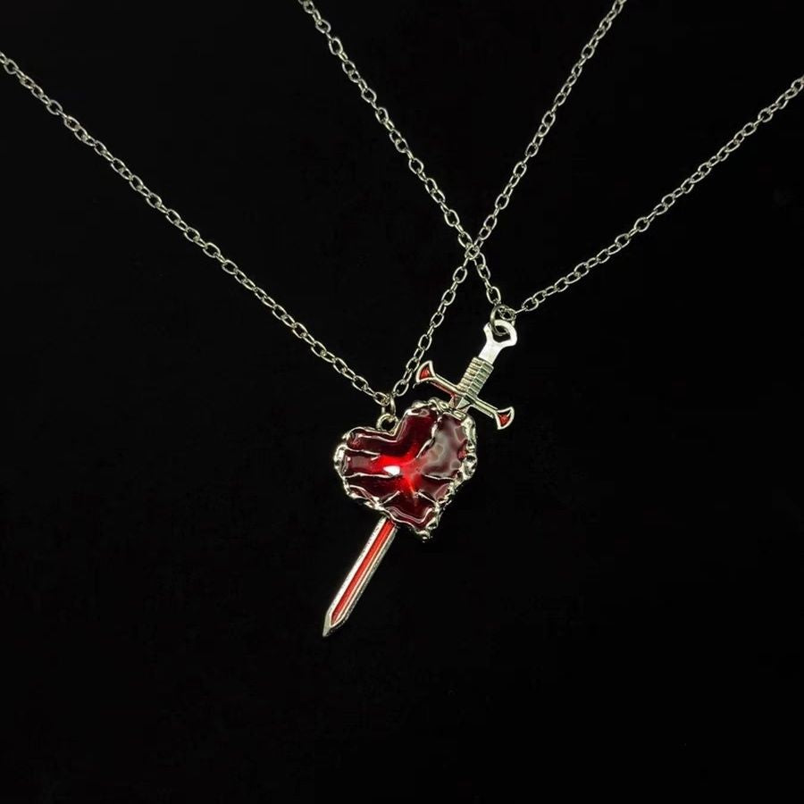 Peach Heart Collarbone Chain