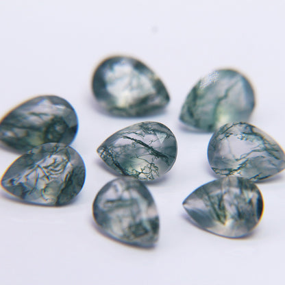 Pear Shaped Moss Agate Stone for Jewelry Making