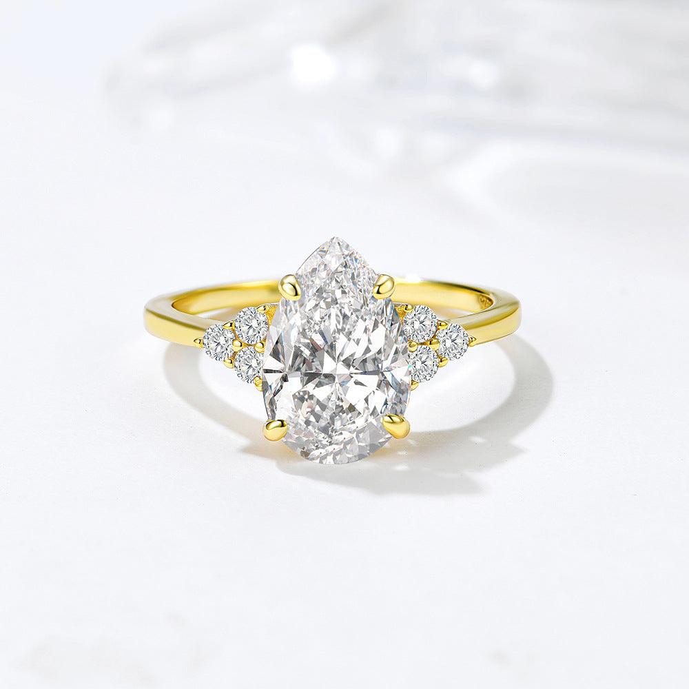 Pear Shaped Zircon Sterling Silver Ring