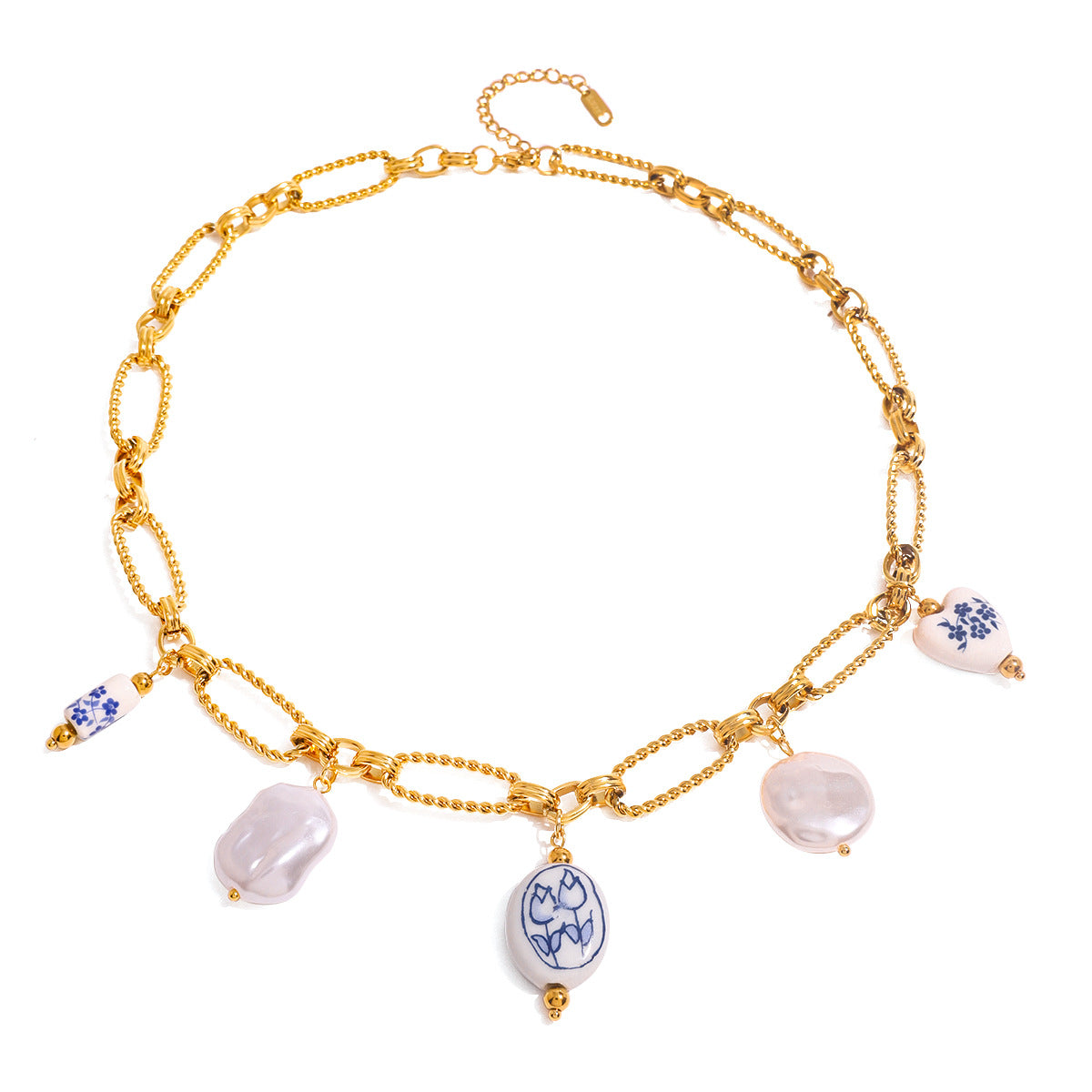 Pearl ceramic pendant necklace