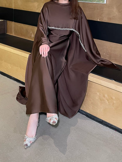 Pearl chain cape robe