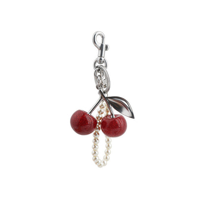 Pearl chain cherry keychain