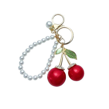 Pearl Cherry Metal Keychain