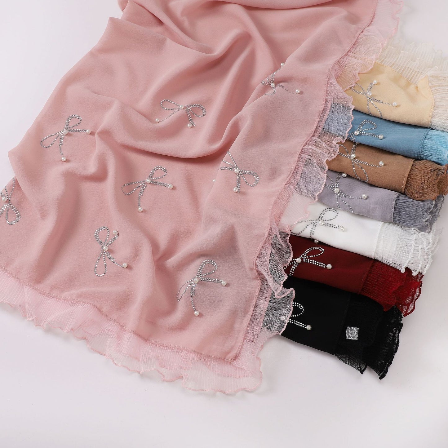 Pearl chiffon square scarf