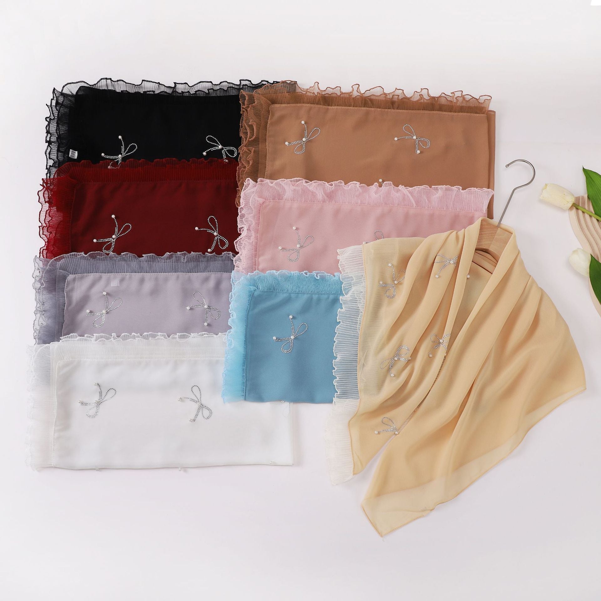 Pearl chiffon square scarf