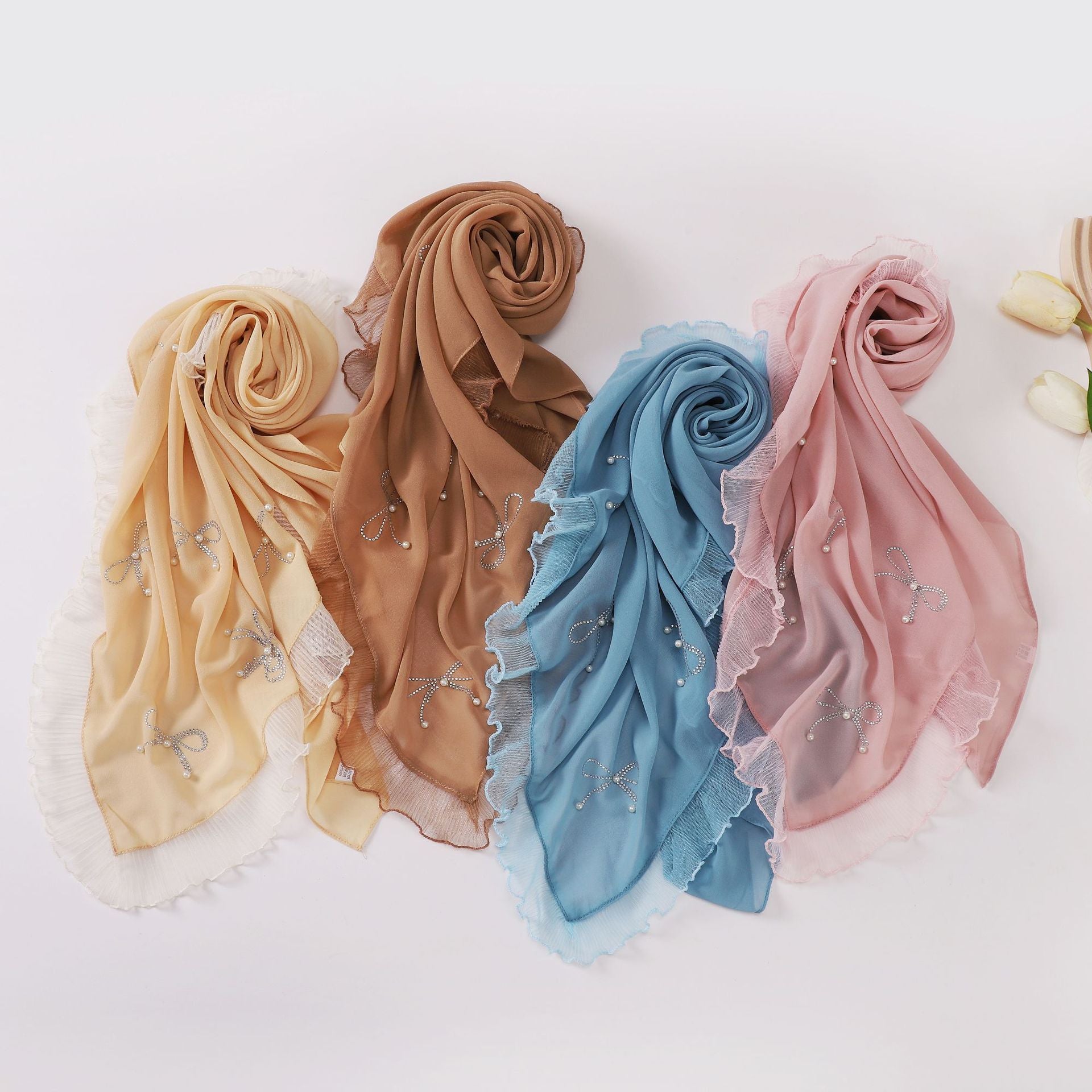 Pearl chiffon square scarf