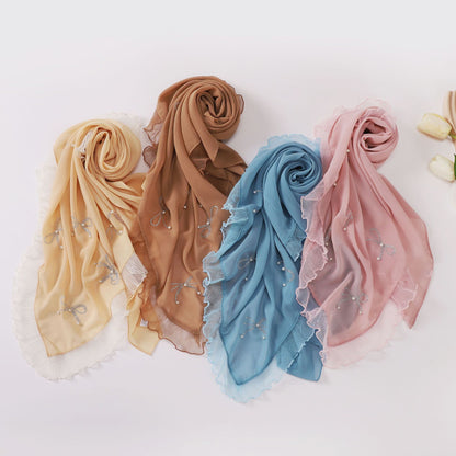 Pearl chiffon square scarf