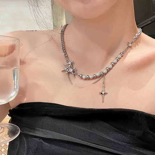 Pearl Cross Titanium Steel Necklace