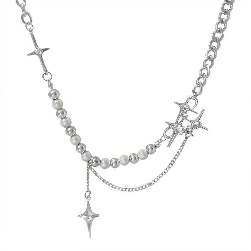 Pearl Cross Titanium Steel Necklace
