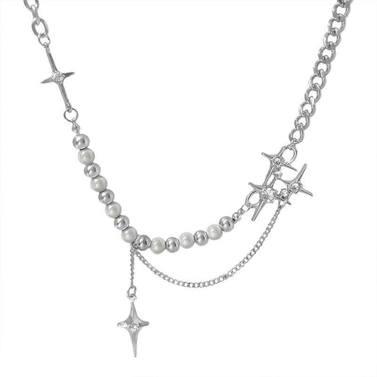 Pearl Cross Titanium Steel Necklace