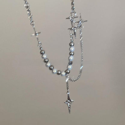Pearl Cross Titanium Steel Necklace