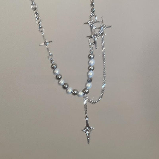 Pearl Cross Titanium Steel Necklace