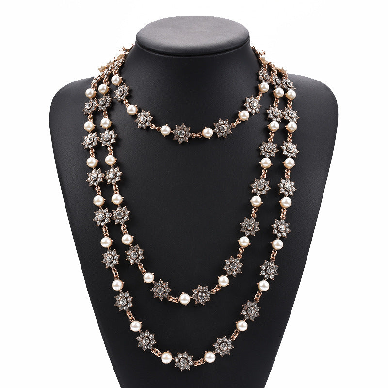 Pearl Crystal Gemstone Necklace
