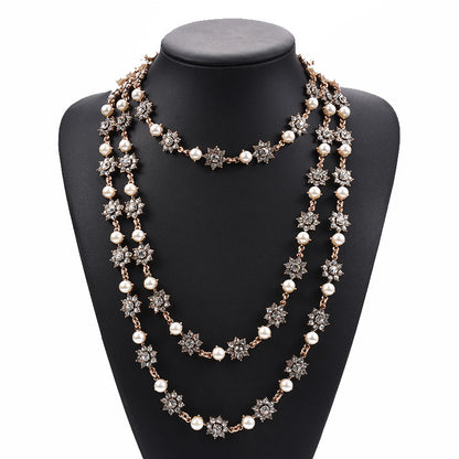 Pearl Crystal Gemstone Necklace