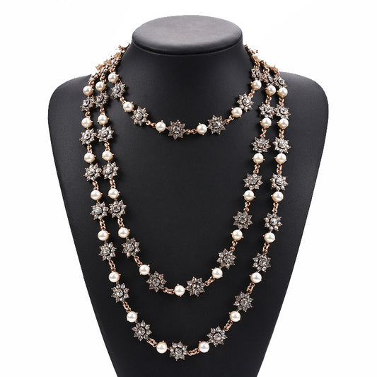 Pearl Crystal Gemstone Necklace