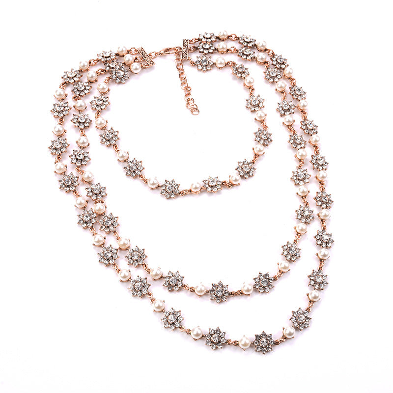Pearl Crystal Gemstone Necklace